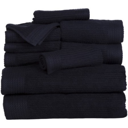 Hastings Home Hastings Home Ribbed 100 Percent Cotton 10 Piece Towel Set - Black 118225KYG